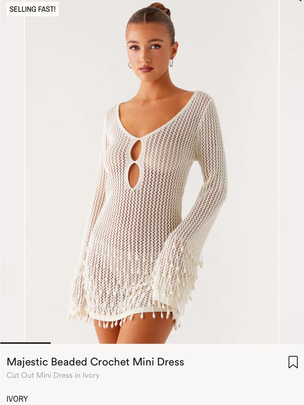 Peppermayo Ivory Crochet Keyhole Beach Coverup